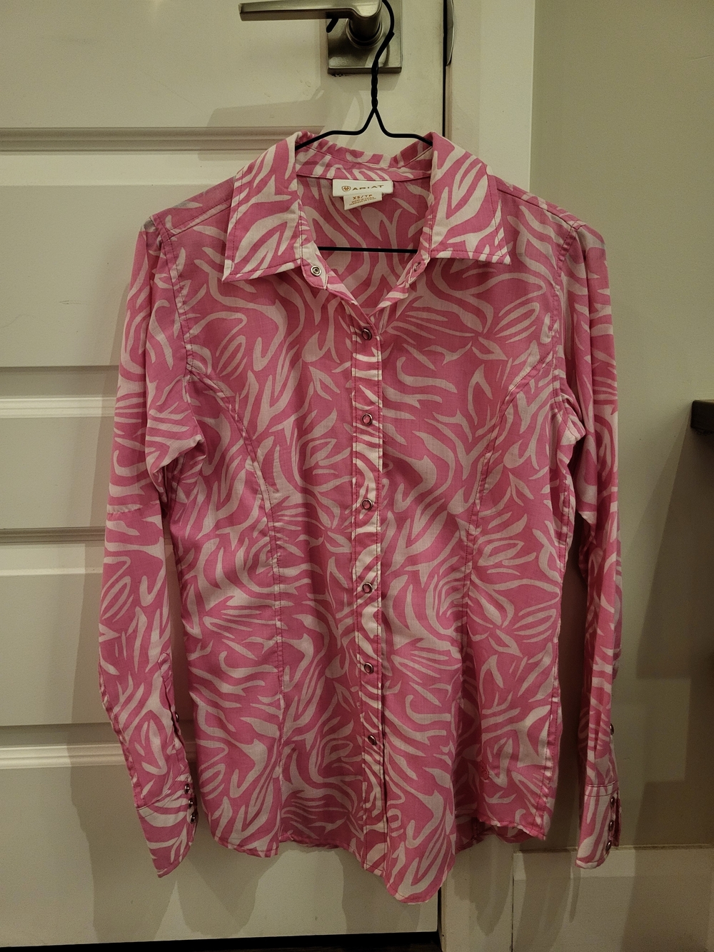 Ariat Pink and White Printed Button-Down Shirt